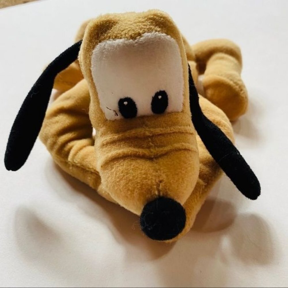 Vintage Disney Pluto Plush Stuffed Animal Small Laying Down Puppy Pluto Toy - Picture 1 of 9